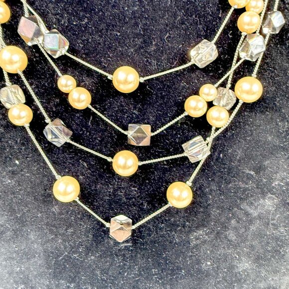 Coldwater Creek Multi-Strand Faux Pearl Smoky Beads Silver Tone Necklace - Picture 2 of 3